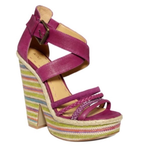 Nine‎ West Treston Rainbow Wedge Sandals 8 FINAL - Picture 1 of 7